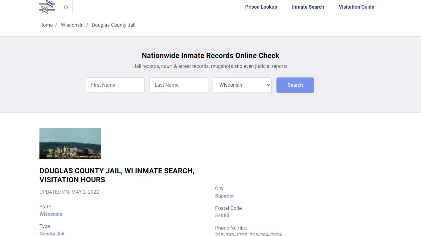 Douglas County Jail, WI Inmate Search, Visitation Hours