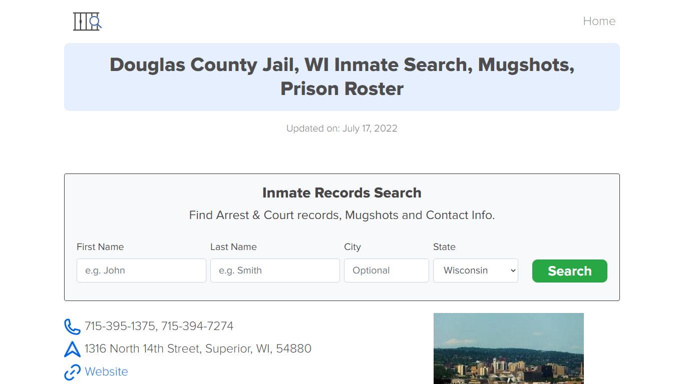 Douglas County Jail, WI Inmate Search, Mugshots, Prison ...