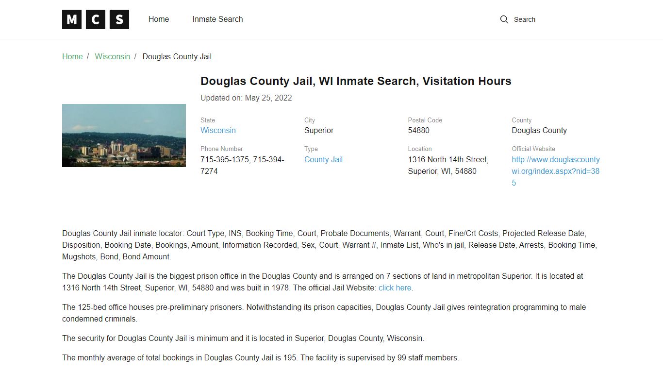 Douglas County, WI Jail Inmates Search, Visitation Rules